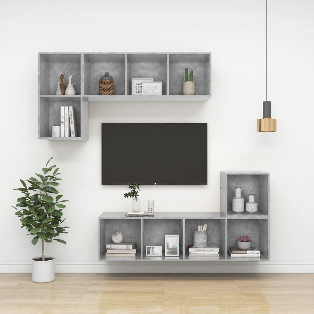 Betonszürke falra szerelhető forgácslap tv-szekrény 37x37x72 cm Betonszürke falra szerelhető forgácslap tv-szekrény 37x37x72 cm