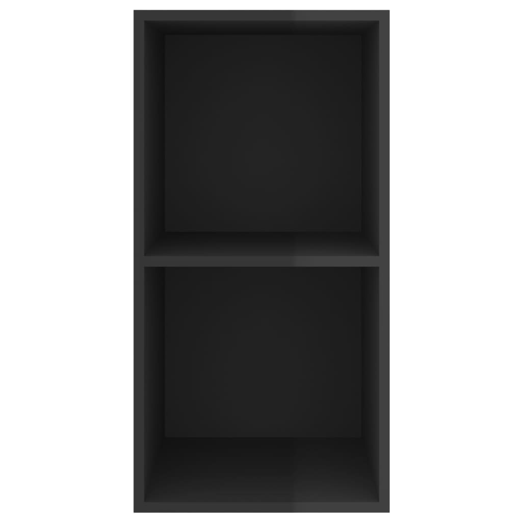 Magasfényű fekete forgácslap fali tv-szekrény 37 x 37 x 72 cm Magasfényű fekete forgácslap fali tv-szekrény 37 x 37 x 72 cm