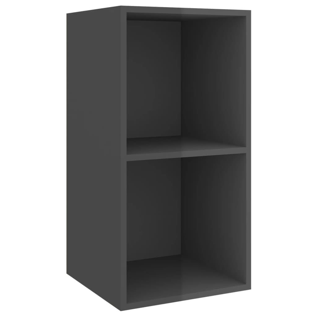 Magasfényű szürke forgácslap fali tv-szekrény 37 x 37 x 72 cm Magasfényű szürke forgácslap fali tv-szekrény 37 x 37 x 72 cm