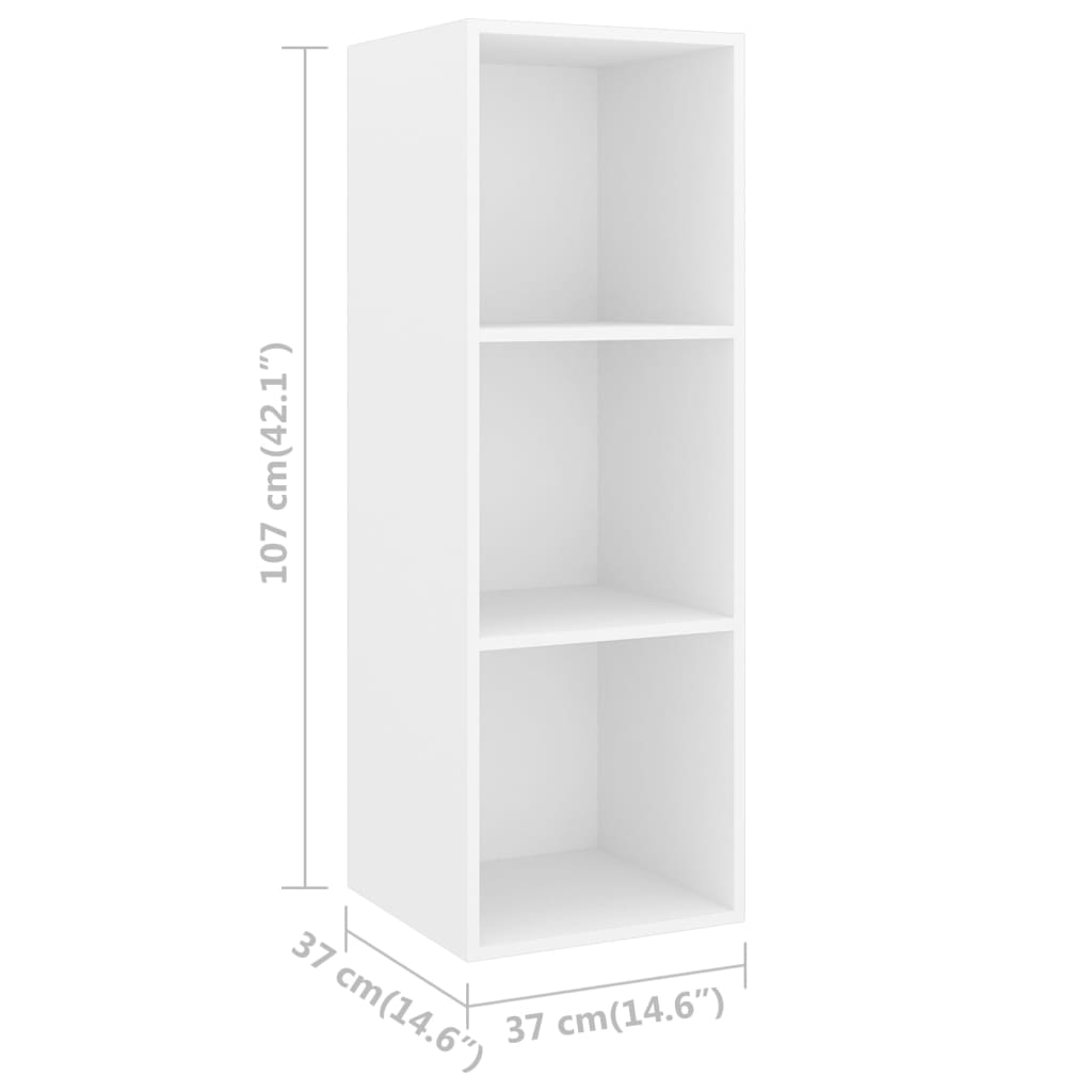 Fehér falra szerelhető forgácslap tv-szekrény 37 x 37 x 107 cm Fehér falra szerelhető forgácslap tv-szekrény 37 x 37 x 107 cm