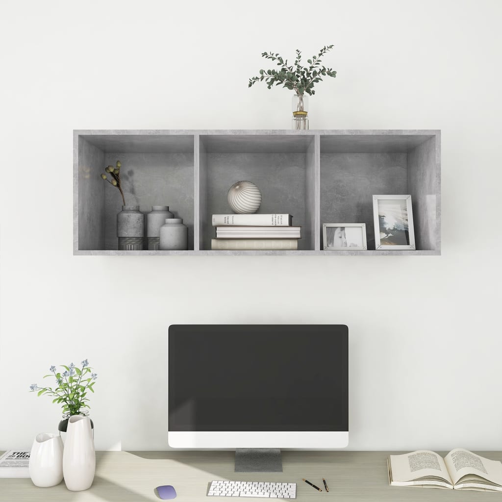 Betonszürke falra szerelhető forgácslap tv-szekrény 37x37x107cm Betonszürke falra szerelhető forgácslap tv-szekrény 37x37x107cm