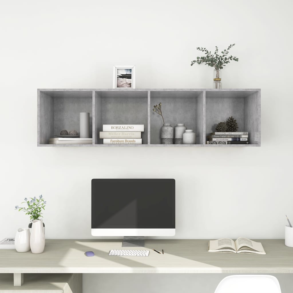 Betonszürke forgácslap fali tv-szekrény 37x37x142,5 cm Betonszürke forgácslap fali tv-szekrény 37x37x142,5 cm