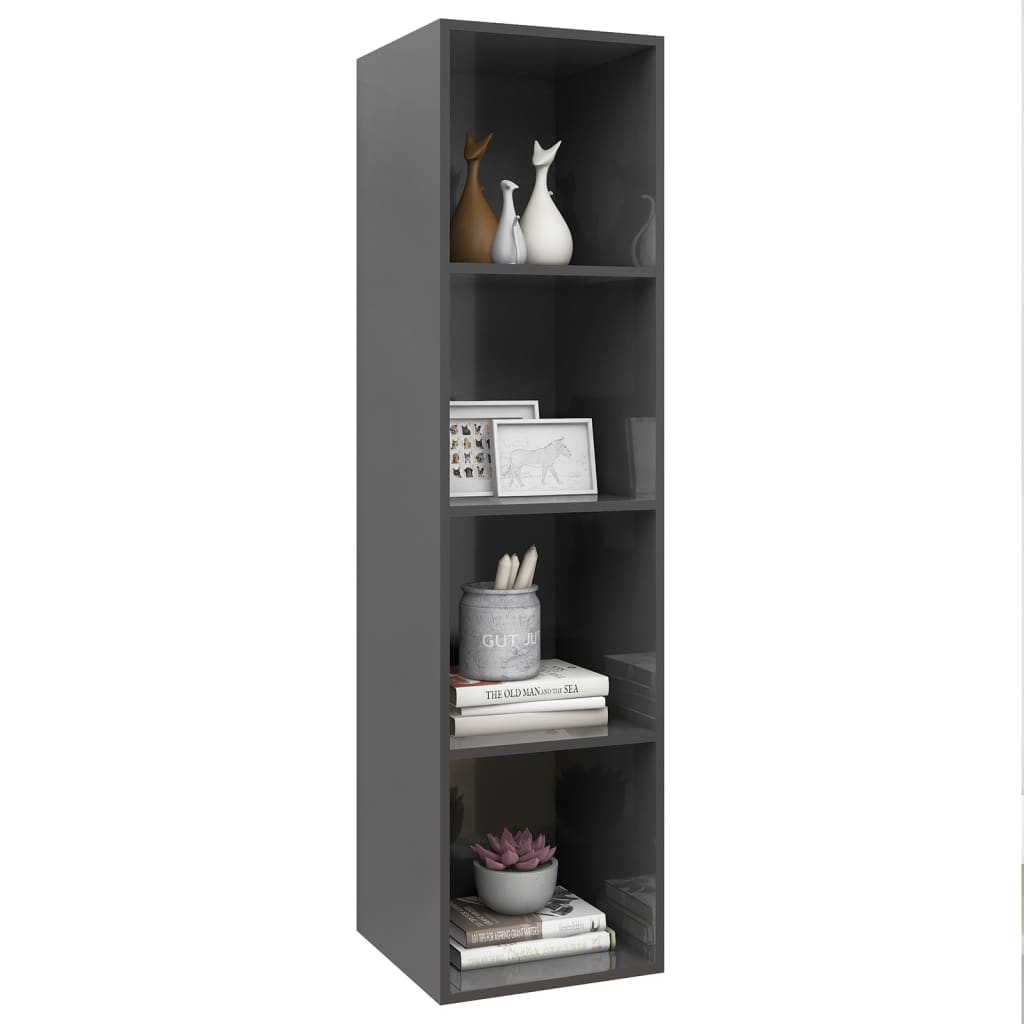 Magasfényű szürke forgácslap fali tv-szekrény 37x37x142,5 cm Magasfényű szürke forgácslap fali tv-szekrény 37x37x142,5 cm