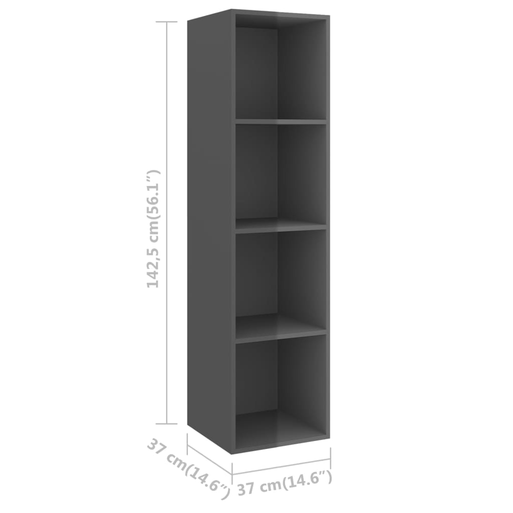 Magasfényű szürke forgácslap fali tv-szekrény 37x37x142,5 cm Magasfényű szürke forgácslap fali tv-szekrény 37x37x142,5 cm