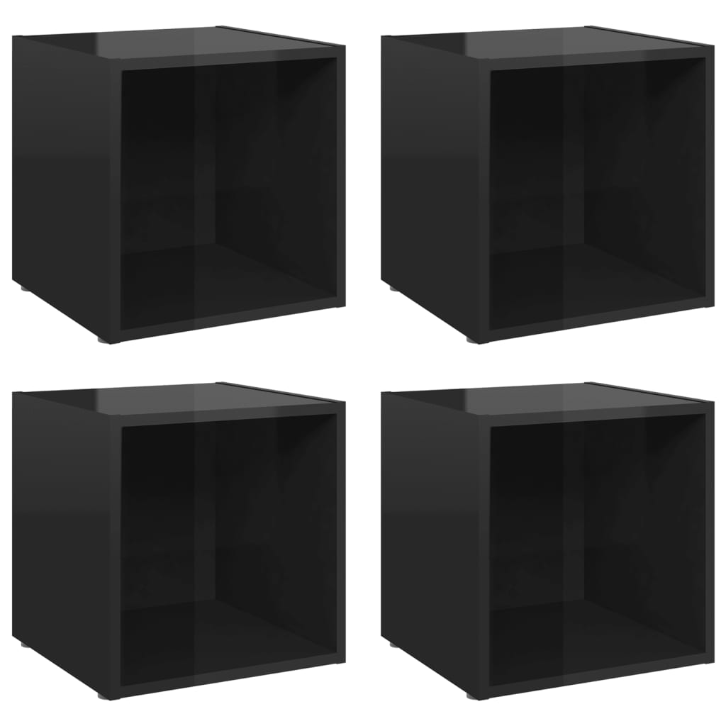 4 db magasfényű fekete forgácslap tv-szekrény 37 x 35 x 37 cm 4 db magasfényű fekete forgácslap tv-szekrény 37 x 35 x 37 cm