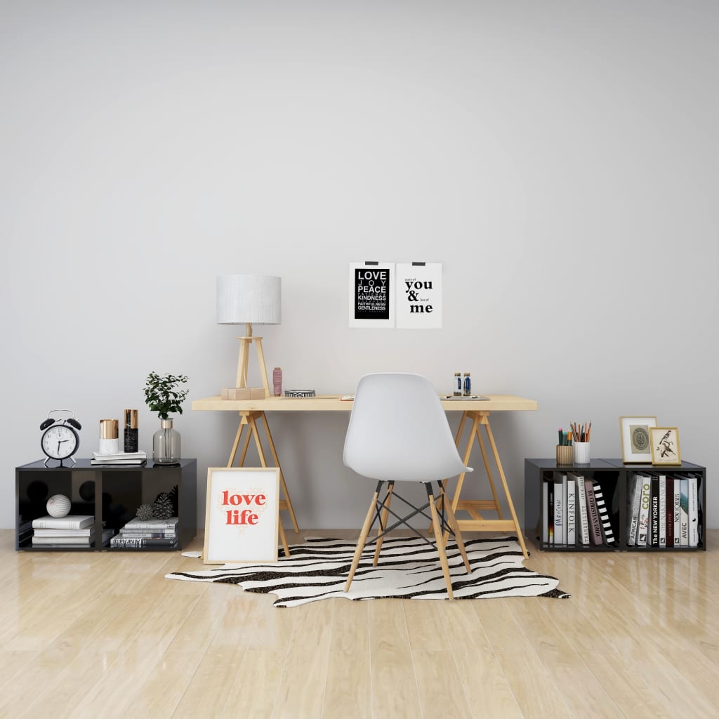 4 db magasfényű fekete forgácslap tv-szekrény 37 x 35 x 37 cm 4 db magasfényű fekete forgácslap tv-szekrény 37 x 35 x 37 cm