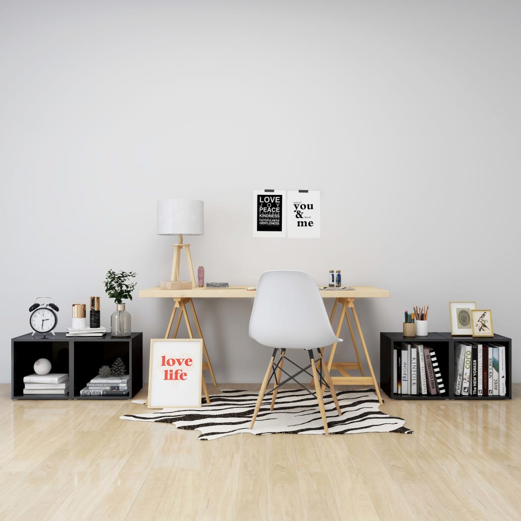 4 db magasfényű szürke forgácslap tv-szekrény 37 x 35 x 37 cm