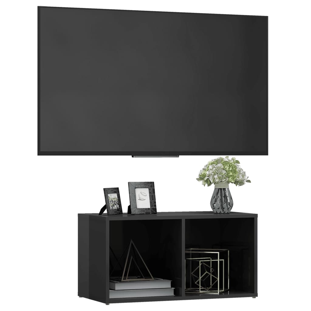 Magasfényű szürke forgácslap tv-szekrény 72 x 35 x 36,5 cm