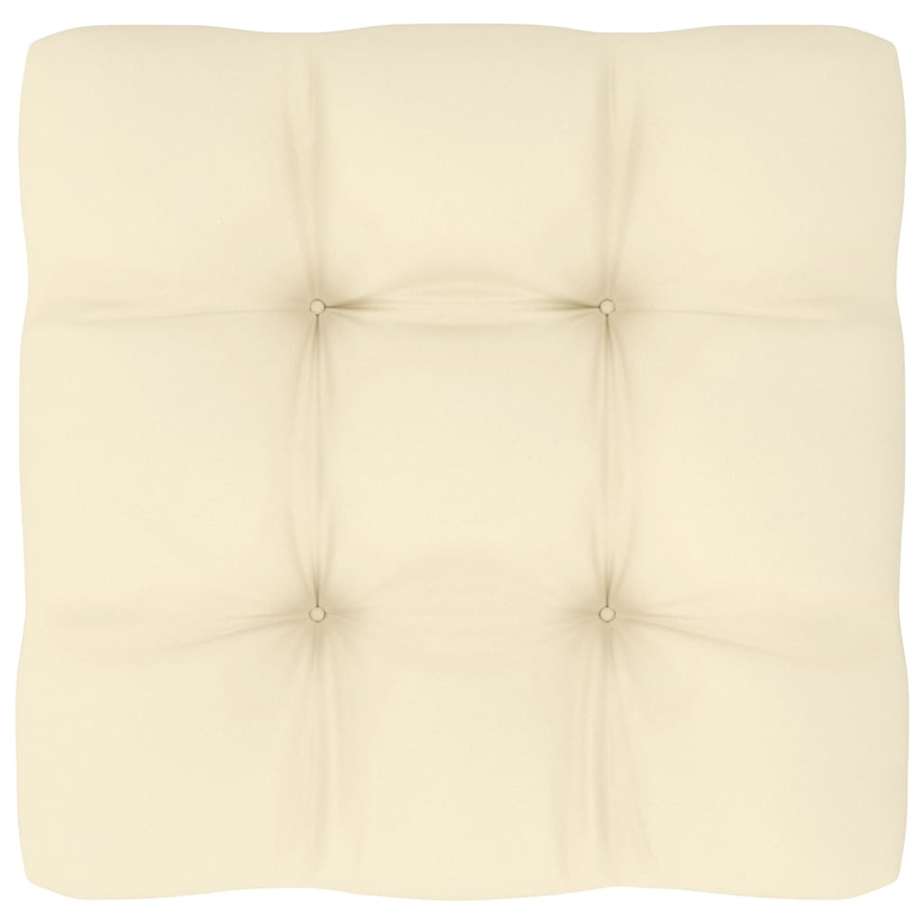 Tömör akácfa kerti középső kanapé krémszínű párnákkal