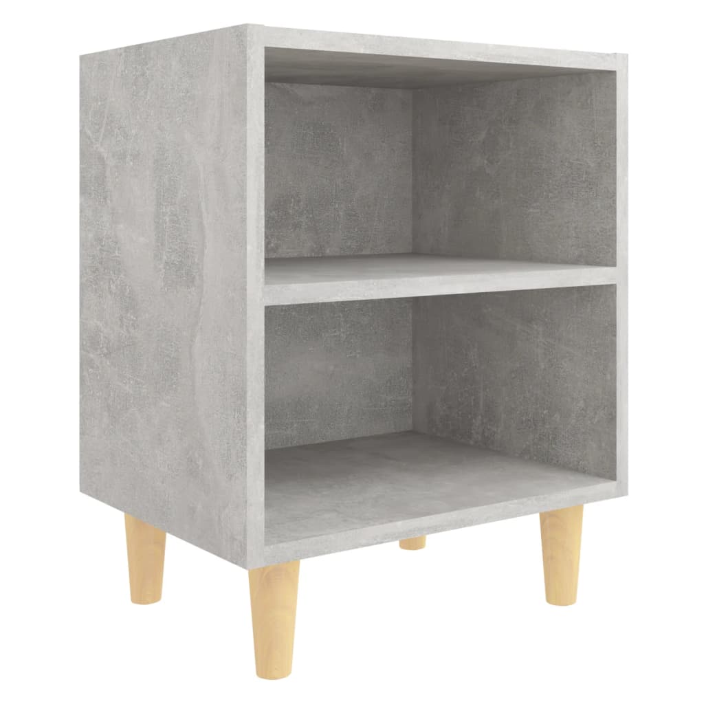 2 db betonszürke éjjeliszekrény tömör fa lábakkal 40x30x50 cm
