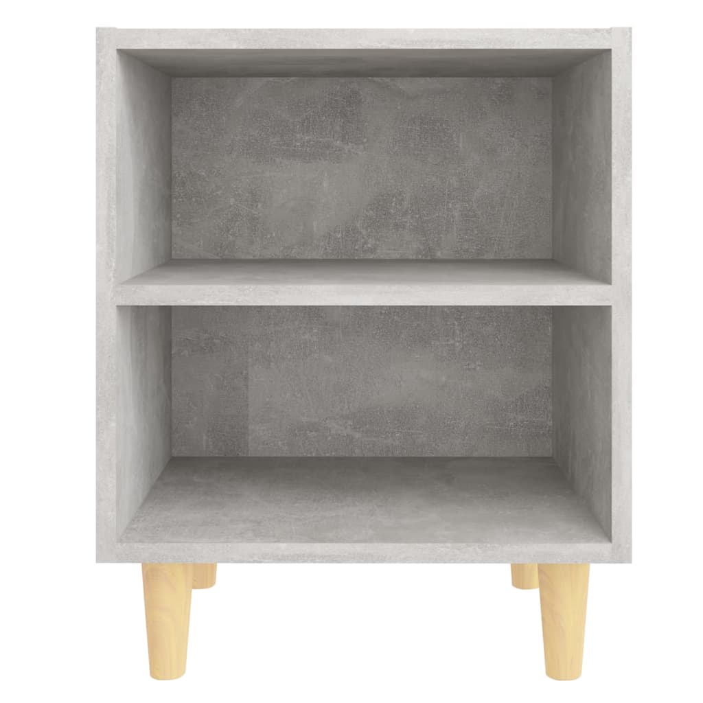 2 db betonszürke éjjeliszekrény tömör fa lábakkal 40x30x50 cm
