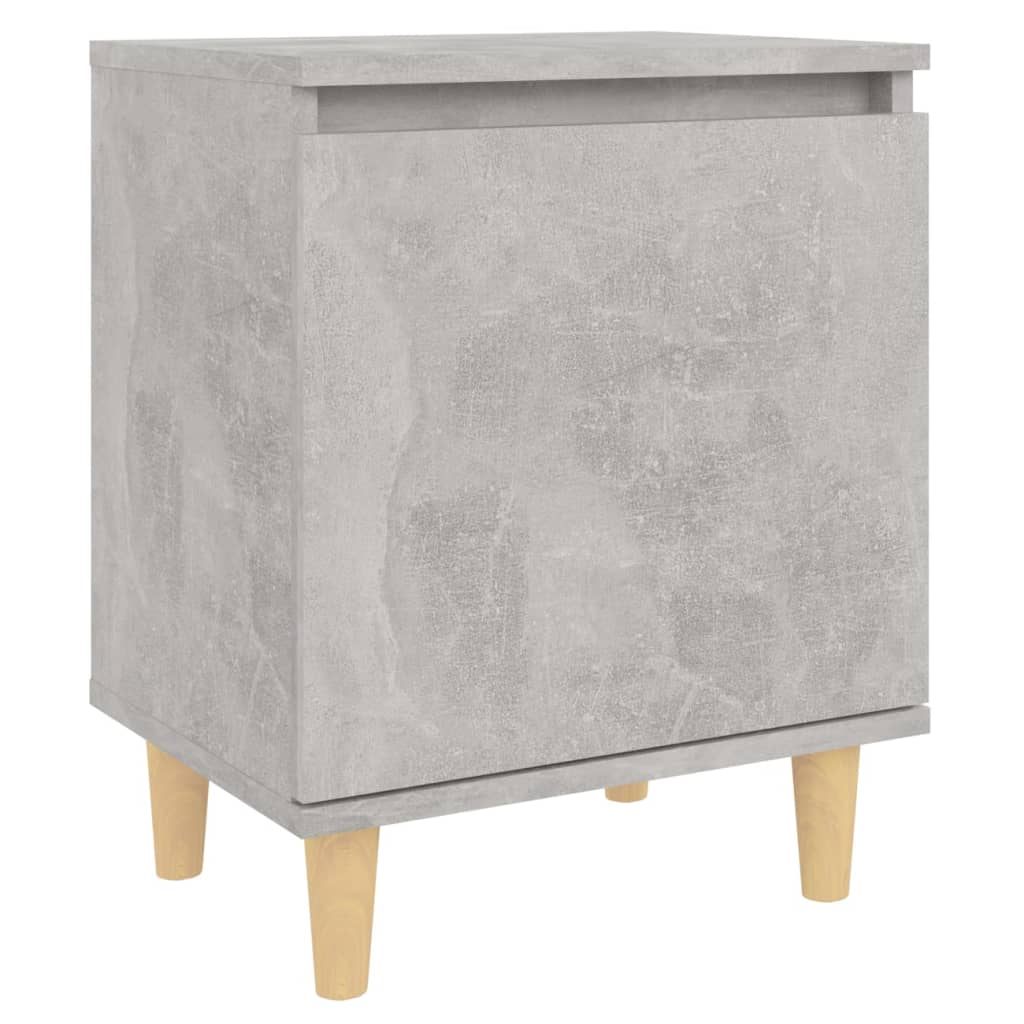 2 db betonszürke éjjeliszekrény tömör fa lábakkal 40x30x50 cm