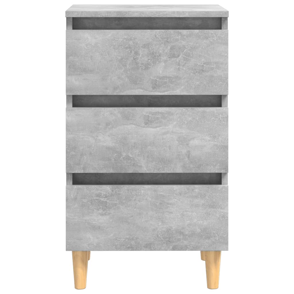 2 db betonszürke éjjeliszekrény tömör fa lábakkal 40x35x69 cm