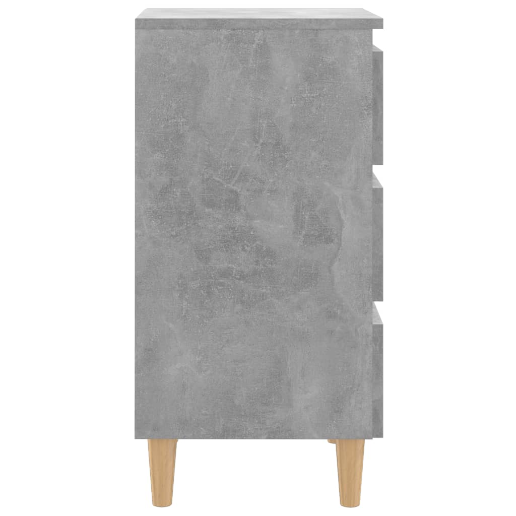 2 db betonszürke éjjeliszekrény tömör fa lábakkal 40x35x69 cm