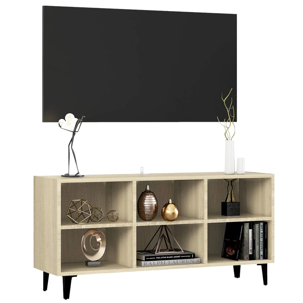 Sonoma-tölgyszínű tv-szekrény tömör falábakkal 103,5x30x50 cm Sonoma-tölgyszínű tv-szekrény tömör falábakkal 103,5x30x50 cm