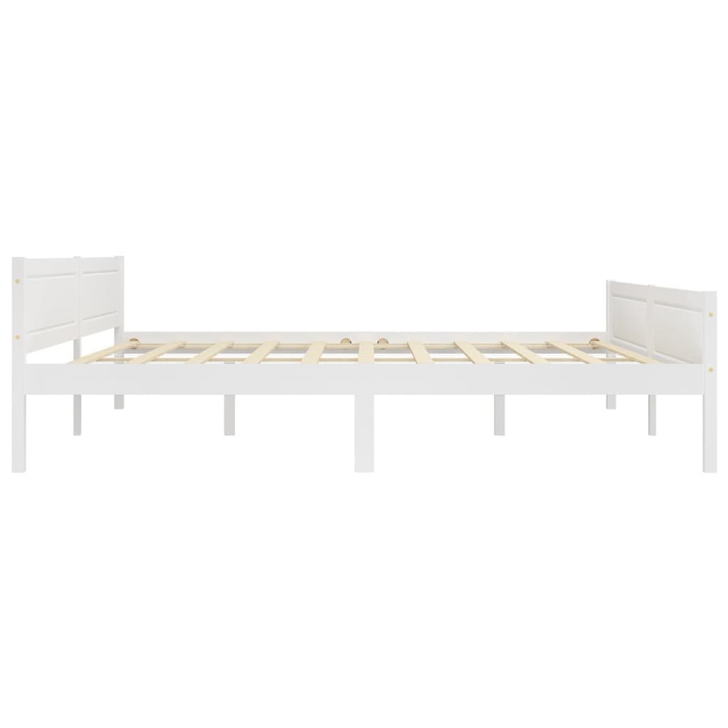 Fehér tömör fenyőfa ágykeret 200 x 200 cm Fehér tömör fenyőfa ágykeret 200 x 200 cm