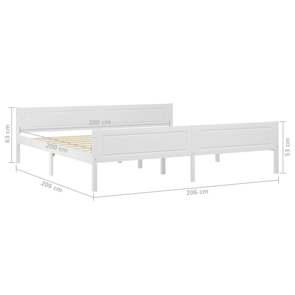 Fehér tömör fenyőfa ágykeret 200 x 200 cm Fehér tömör fenyőfa ágykeret 200 x 200 cm