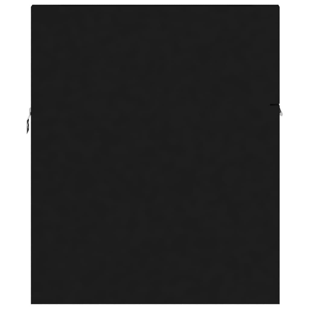 Fekete forgácslap mosdószekrény beépített mosdókagylóval