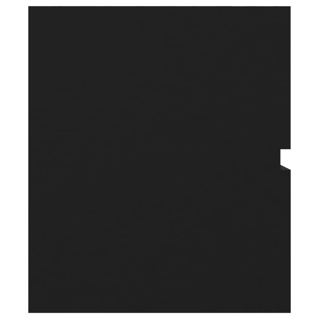 Fekete forgácslap mosdószekrény beépített mosdókagylóval