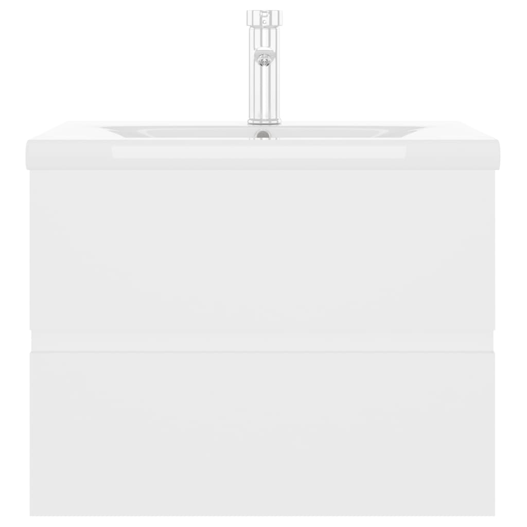 Fehér forgácslap mosdószekrény beépített mosdókagylóval