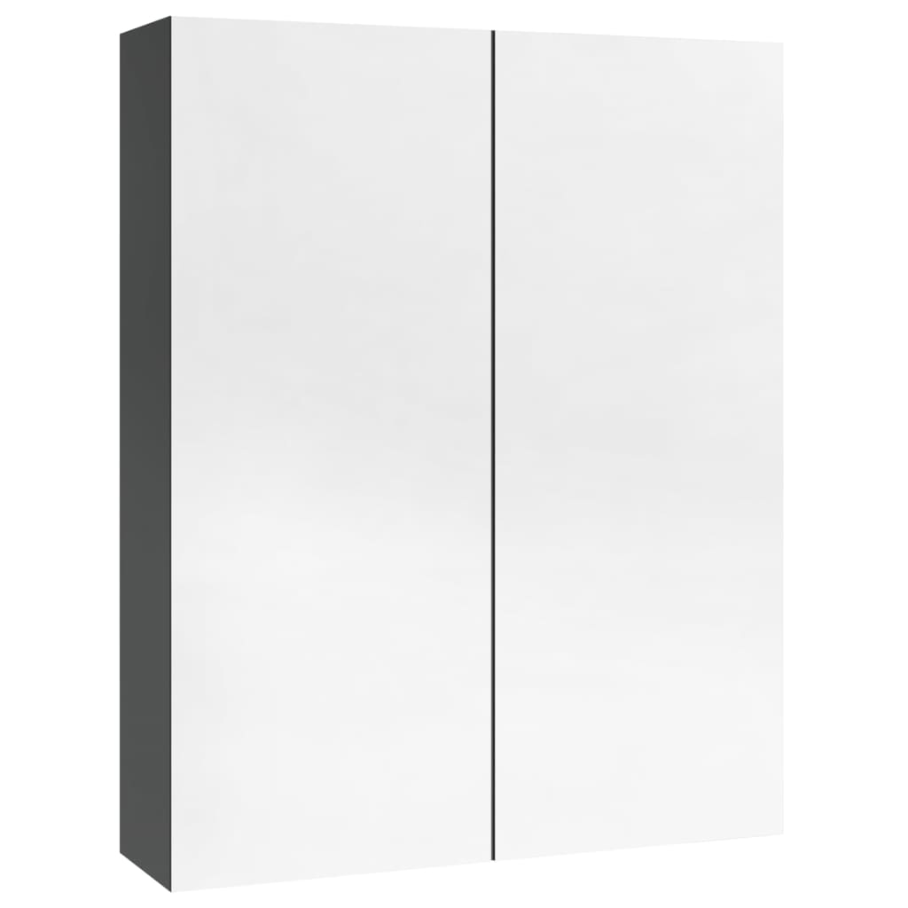 Fényes szürke mdf tükrös fürdőszobaszekrény 60 x 15 x 75 cm