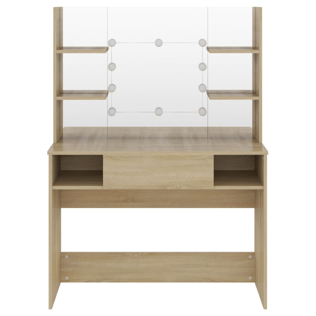 Tölgyszínű led-es mdf sminkasztal 100 x 40 x 135 cm