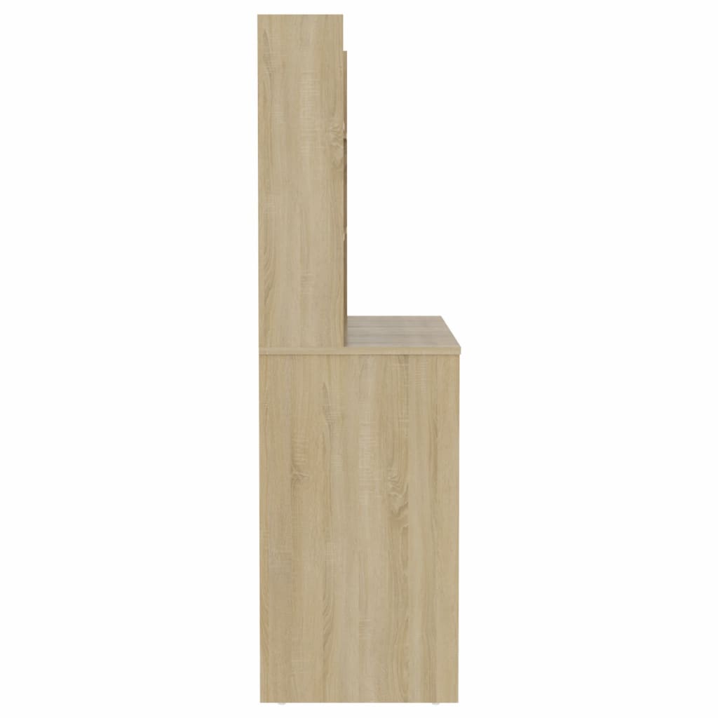 Tölgyszínű led-es mdf sminkasztal 100 x 40 x 135 cm