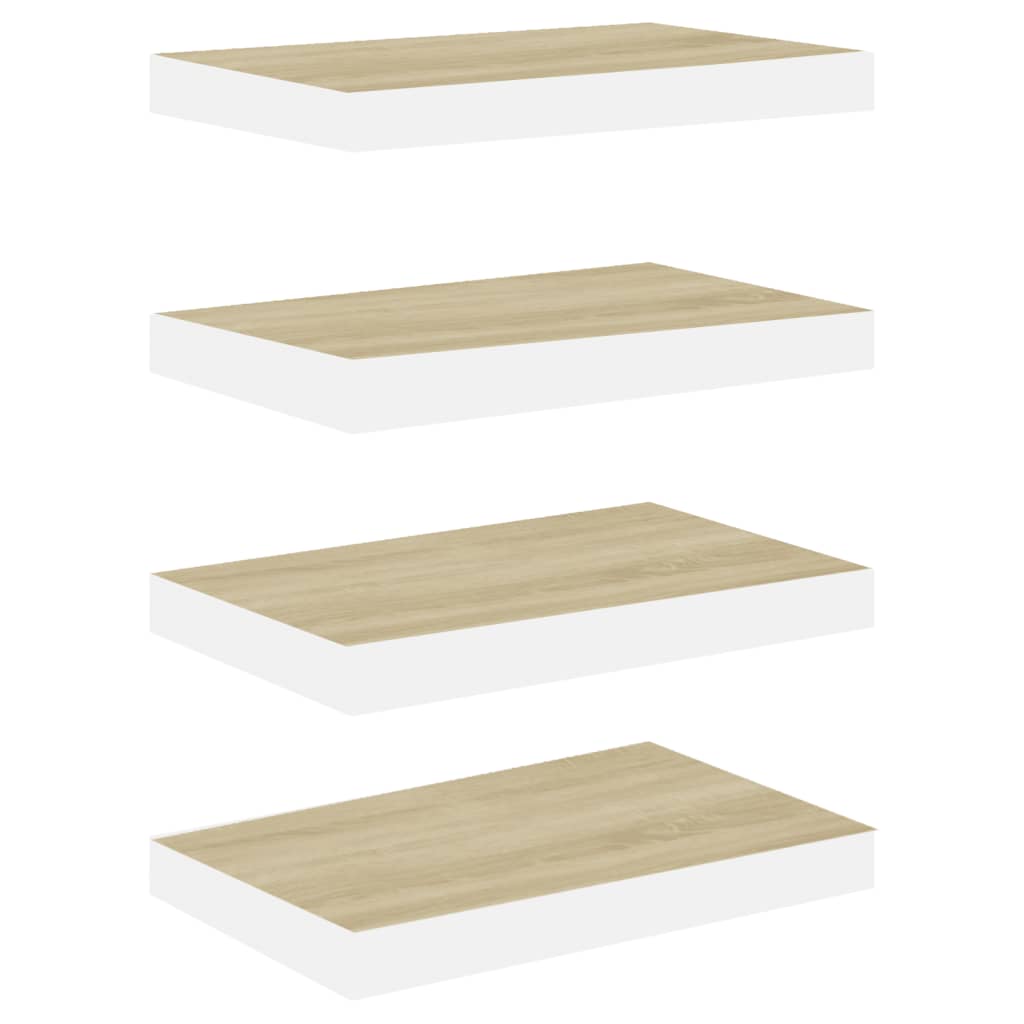 4 db fehér-tölgyszínű mdf lebegő fali polc 40 x 23,5 x 3,8 cm 4 db fehér-tölgyszínű mdf lebegő fali polc 40 x 23,5 x 3,8 cm