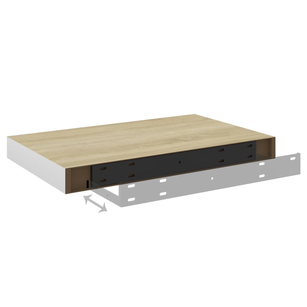 4 db fehér-tölgyszínű mdf lebegő fali polc 40 x 23,5 x 3,8 cm 4 db fehér-tölgyszínű mdf lebegő fali polc 40 x 23,5 x 3,8 cm