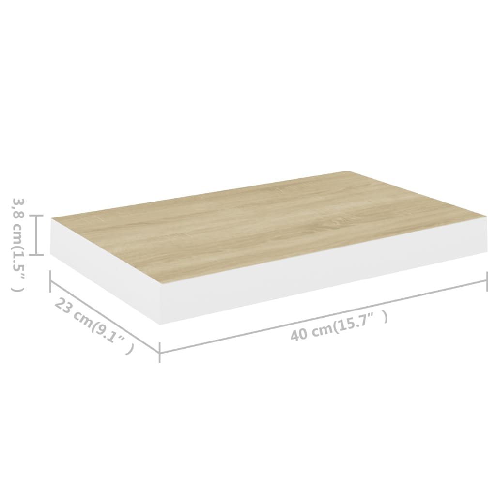 4 db fehér-tölgyszínű mdf lebegő fali polc 40 x 23,5 x 3,8 cm 4 db fehér-tölgyszínű mdf lebegő fali polc 40 x 23,5 x 3,8 cm