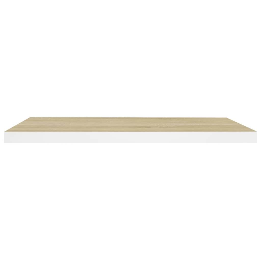 2 db fehér és tölgyszínű mdf fali polc 80 x 23,5 x 3,8 cm