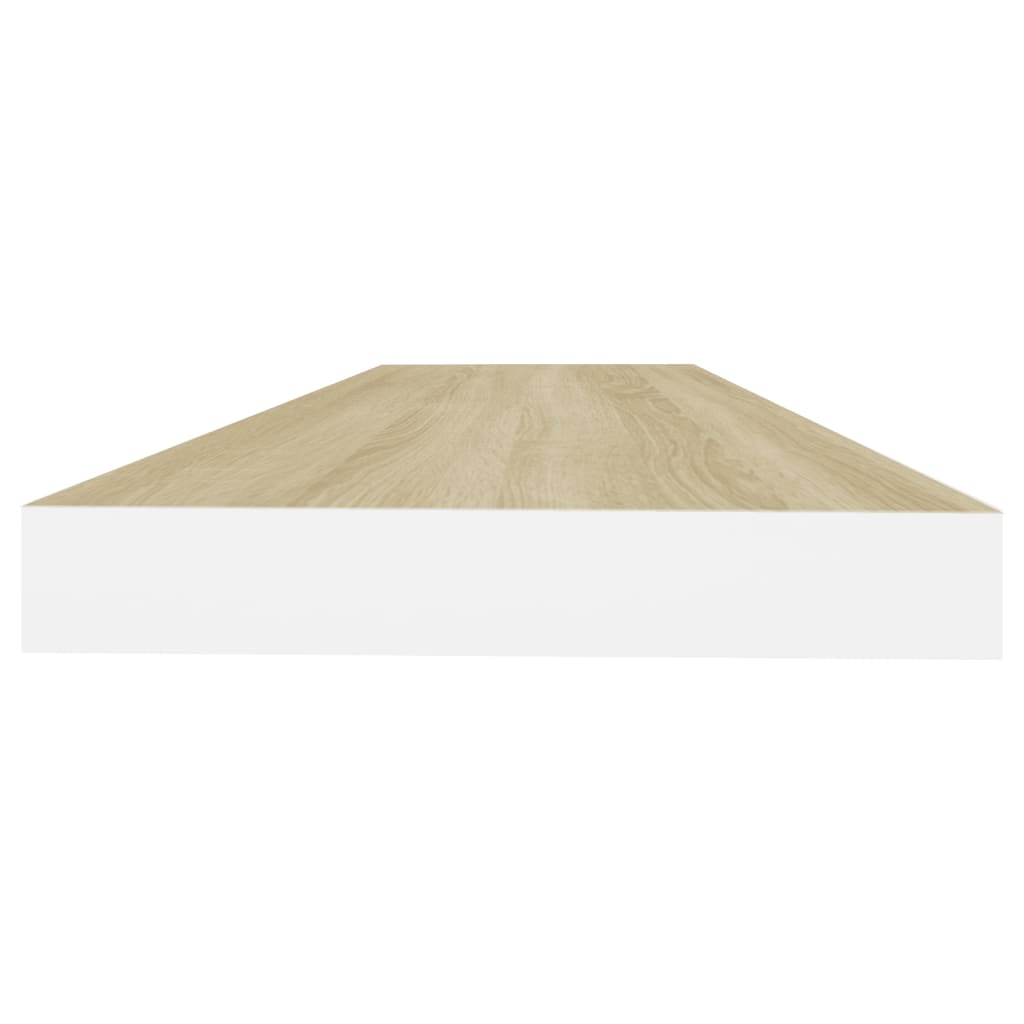 2 db fehér és tölgyszínű mdf fali polc 80 x 23,5 x 3,8 cm