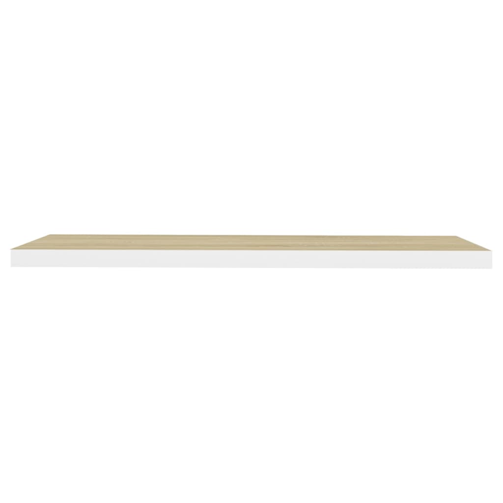 4 db fehér-tölgyszínű mdf lebegő fali polc 100 x 23,5 x 3,8 cm