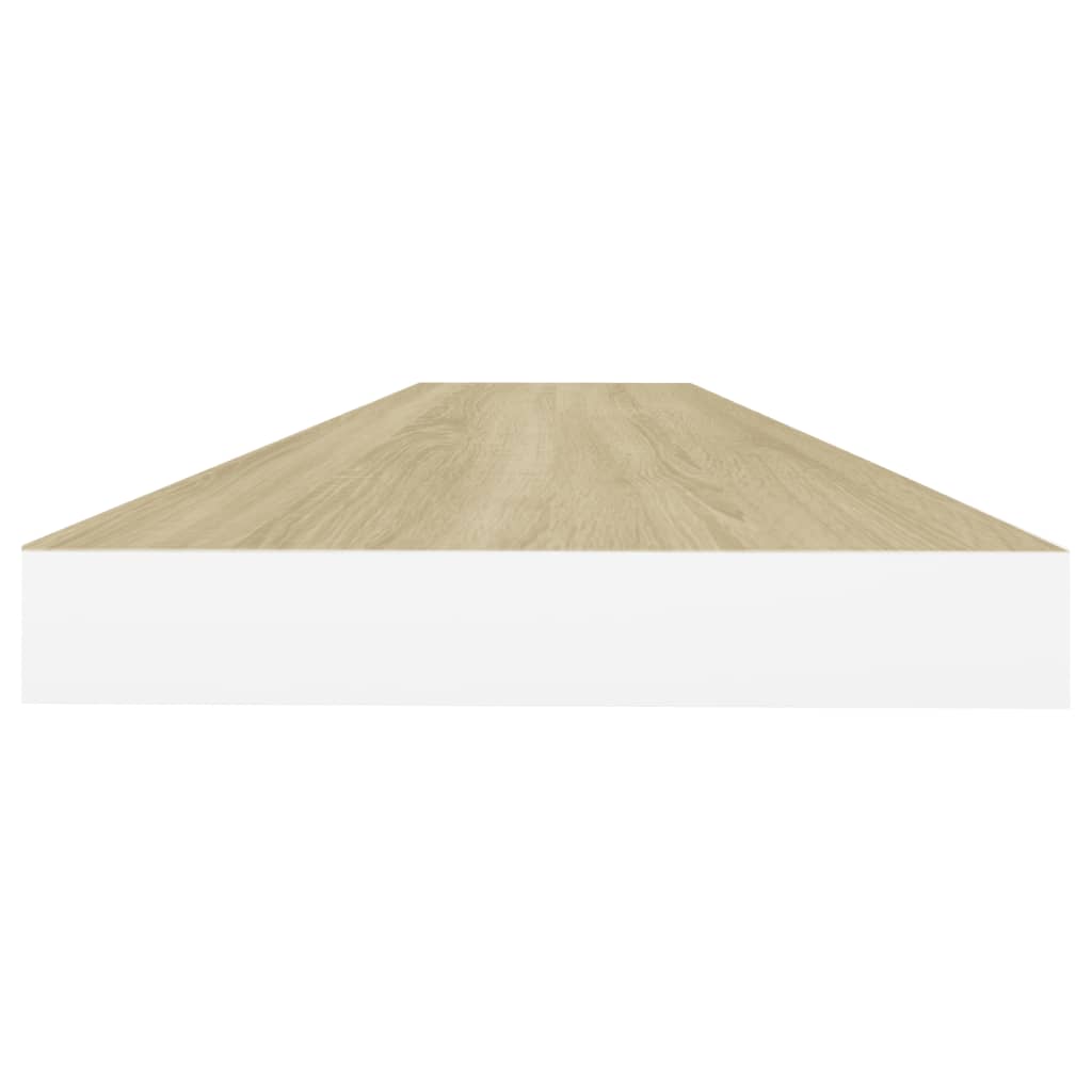 4 db fehér-tölgyszínű mdf lebegő fali polc 100 x 23,5 x 3,8 cm