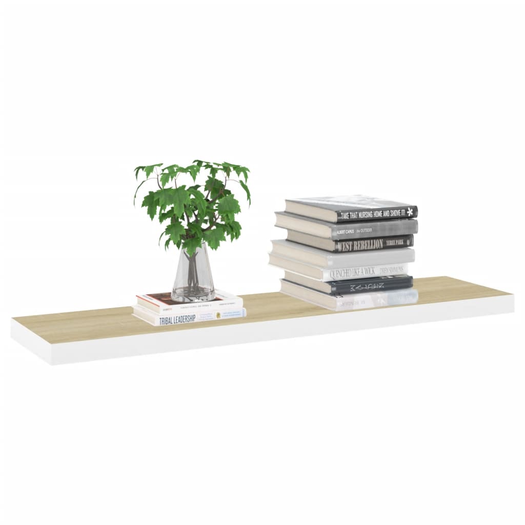 2 db fehér-tölgyszínű mdf lebegő fali polc 120 x 23,5 x 3,8 cm 2 db fehér-tölgyszínű mdf lebegő fali polc 120 x 23,5 x 3,8 cm