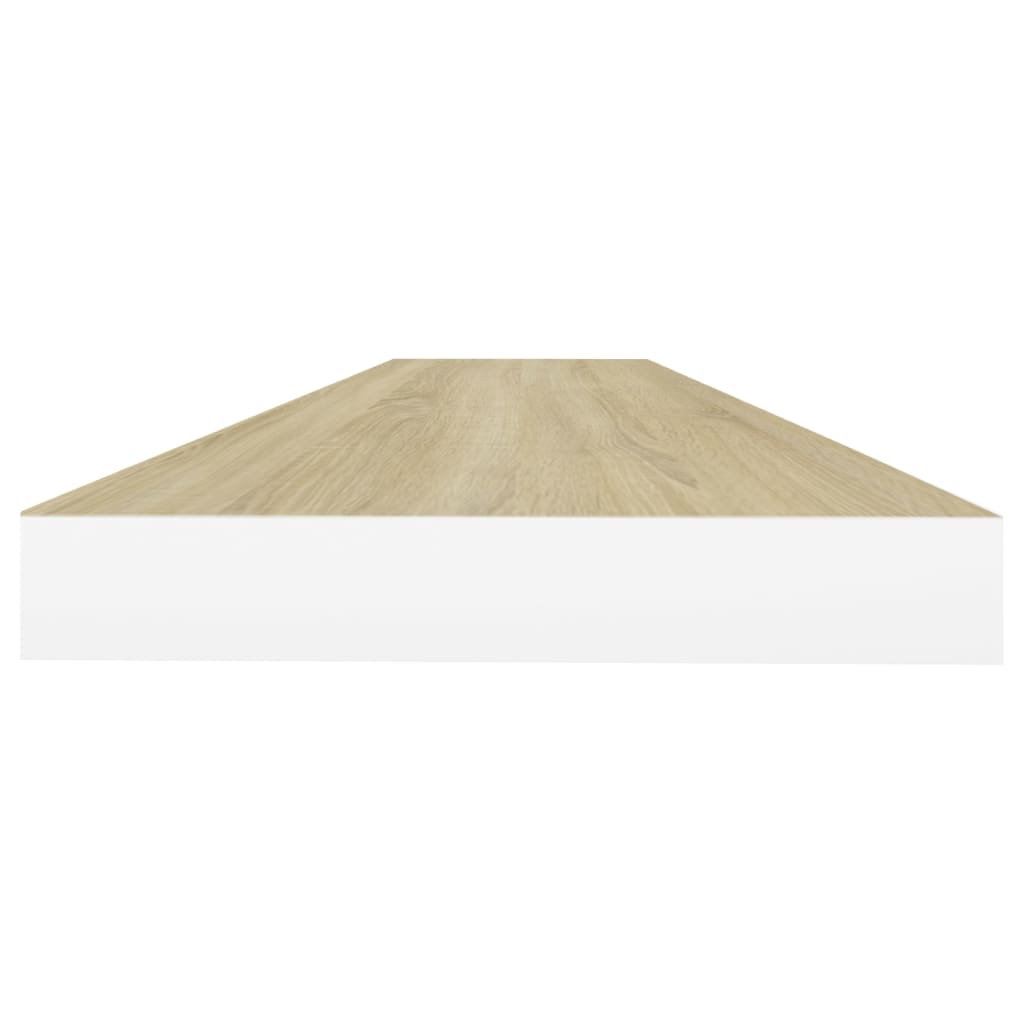4 db fehér-tölgyszínű mdf lebegő fali polc 120 x 23,5 x 3,8 cm