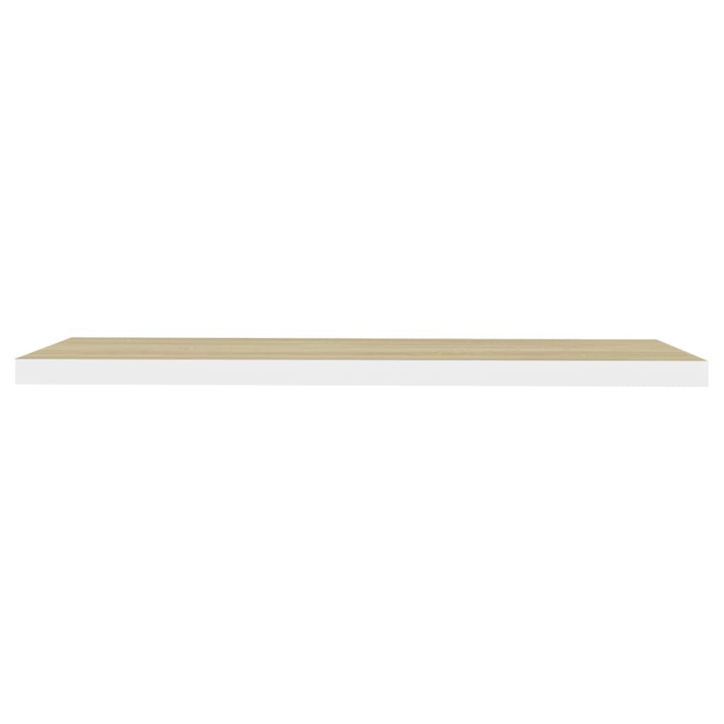 4 db fehér-tölgyszínű mdf lebegő fali polc 120 x 23,5 x 3,8 cm