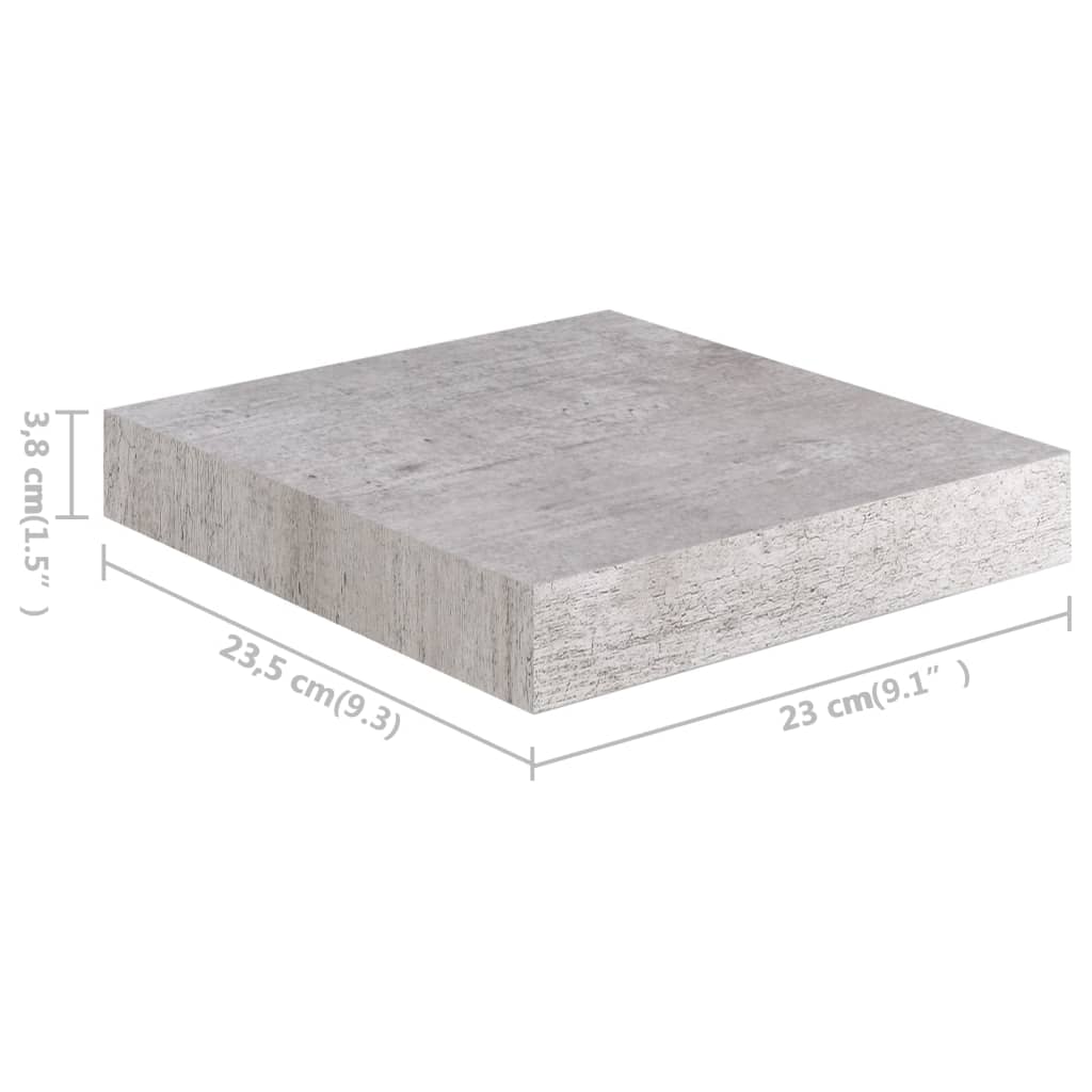 2 db betonszürke mdf lebegő fali polc 23 x 23,5 x 3,8 cm 2 db betonszürke mdf lebegő fali polc 23 x 23,5 x 3,8 cm