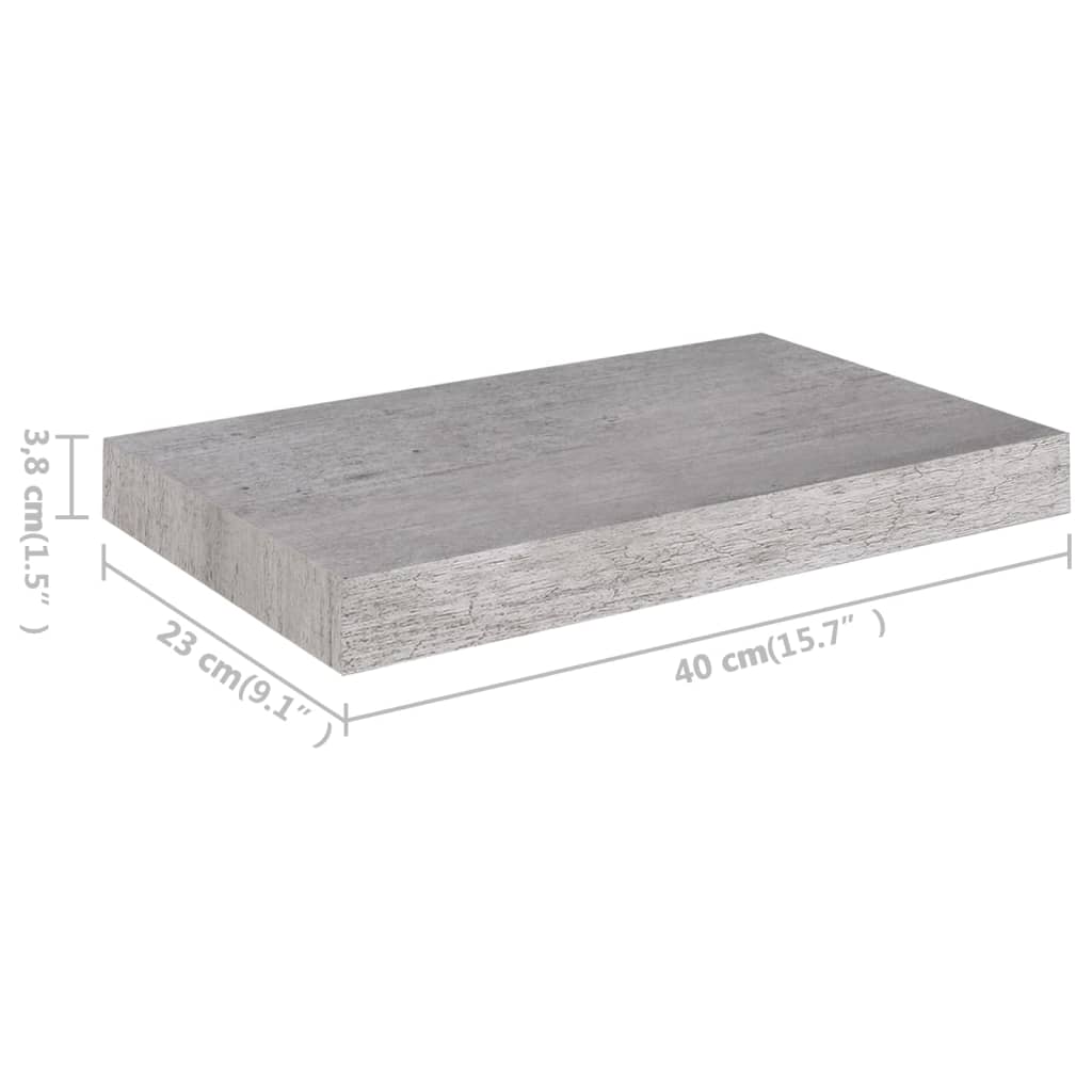 2 db betonszürke mdf lebegő fali polc 40 x 23 x 3,8 cm 2 db betonszürke mdf lebegő fali polc 40 x 23 x 3,8 cm