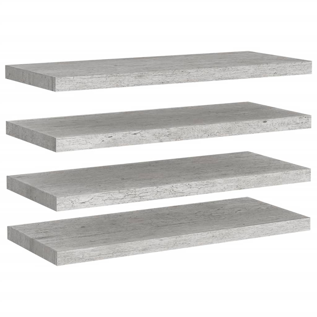 4 db betonszürke mdf lebegő fali polc 80 x 23,5 x 3,8 cm 4 db betonszürke mdf lebegő fali polc 80 x 23,5 x 3,8 cm