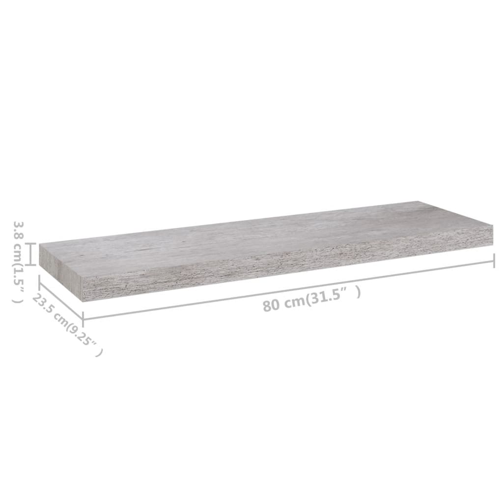 4 db betonszürke mdf lebegő fali polc 80 x 23,5 x 3,8 cm 4 db betonszürke mdf lebegő fali polc 80 x 23,5 x 3,8 cm