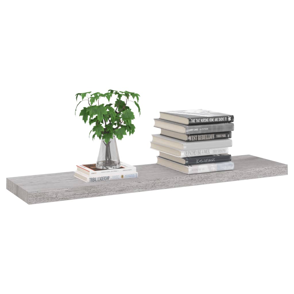 4 db betonszürke mdf lebegő fali polc 100 x 23,5 x 3,8 cm 4 db betonszürke mdf lebegő fali polc 100 x 23,5 x 3,8 cm