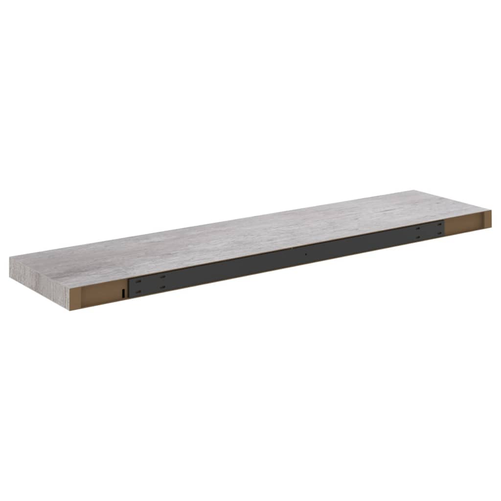 4 db betonszürke mdf lebegő fali polc 100 x 23,5 x 3,8 cm 4 db betonszürke mdf lebegő fali polc 100 x 23,5 x 3,8 cm