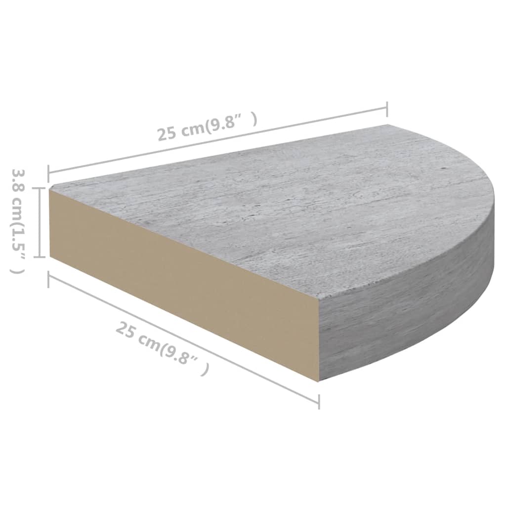 2 db betonszürke mdf fali sarokpolc 25 x 25 x 3,8 cm 2 db betonszürke mdf fali sarokpolc 25 x 25 x 3,8 cm