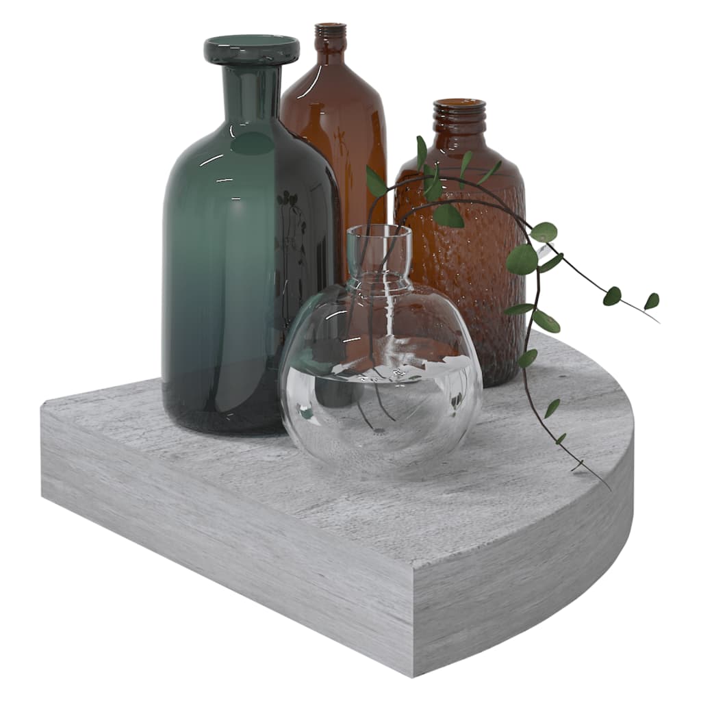 4 db betonszürke mdf fali sarokpolc 25 x 25 x 3,8 cm