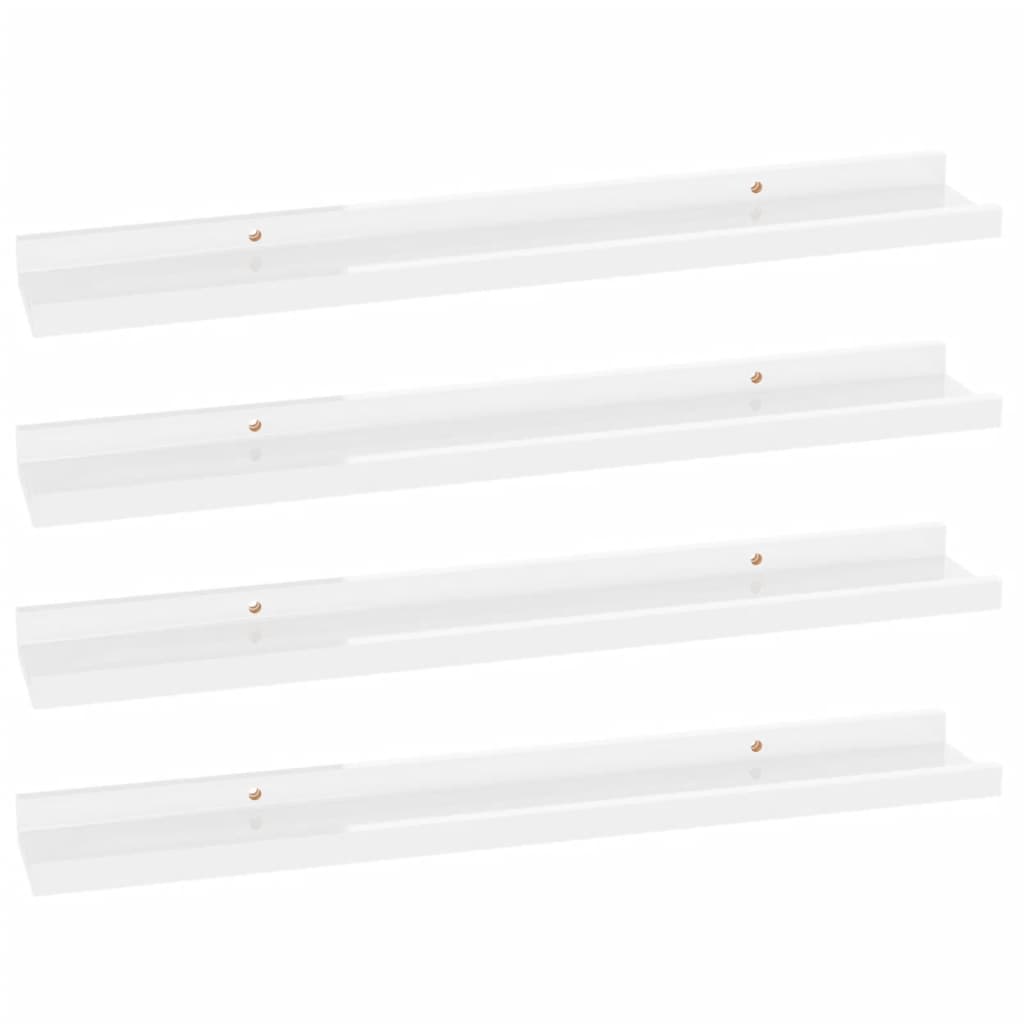 4 db magasfényű fehér fali polc 60 x 9 x 3 cm