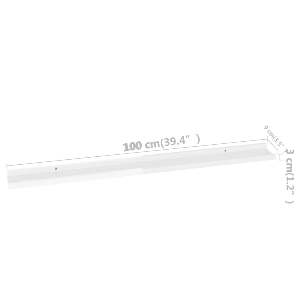 4 db magasfényű fehér fali polc 100 x 9 x 3 cm 4 db magasfényű fehér fali polc 100 x 9 x 3 cm