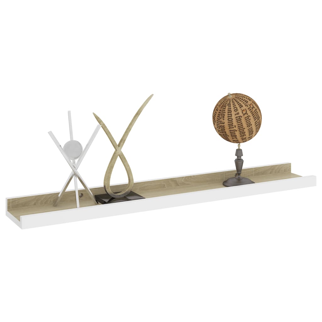 2 db fehér és sonoma-tölgy színű fali polc 60 x 9 x 3 cm
