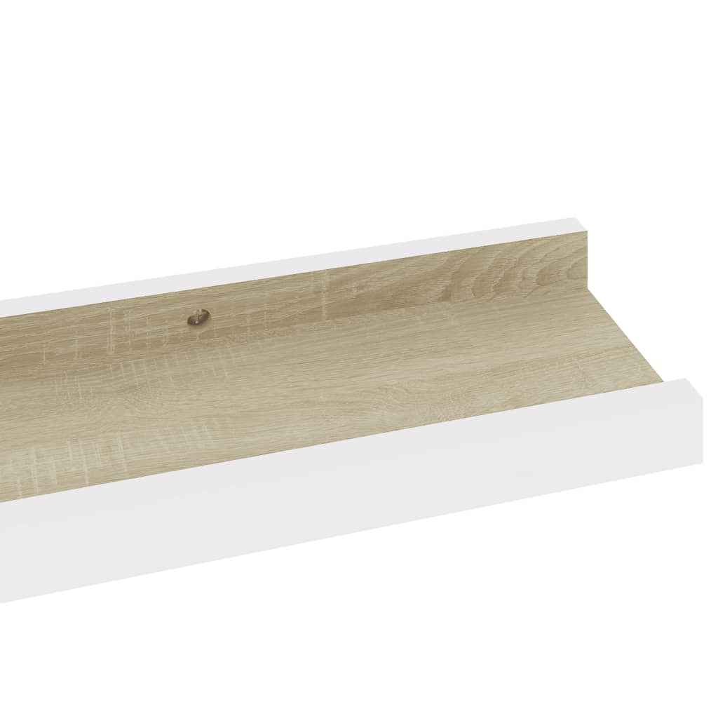 2 db fehér és sonoma-tölgy színű fali polc 60 x 9 x 3 cm