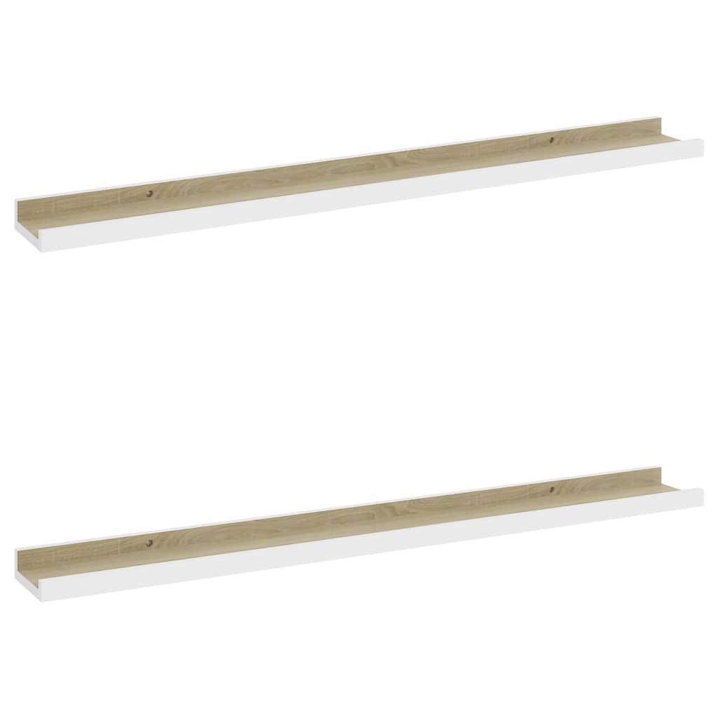 2 db fehér és sonoma-tölgy színű fali polc 80 x 9 x 3 cm 2 db fehér és sonoma-tölgy színű fali polc 80 x 9 x 3 cm